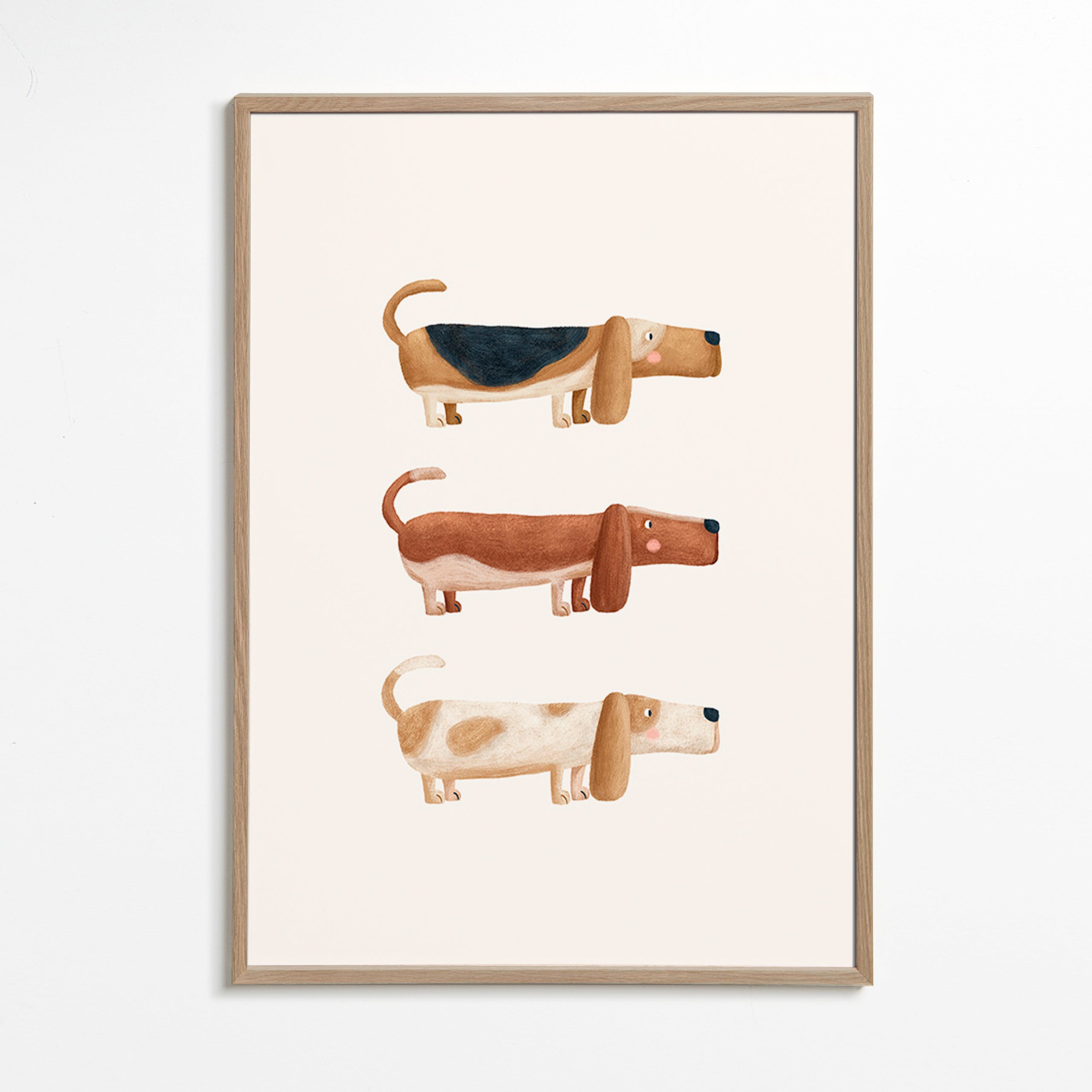 Children's print three dachshunds in a row