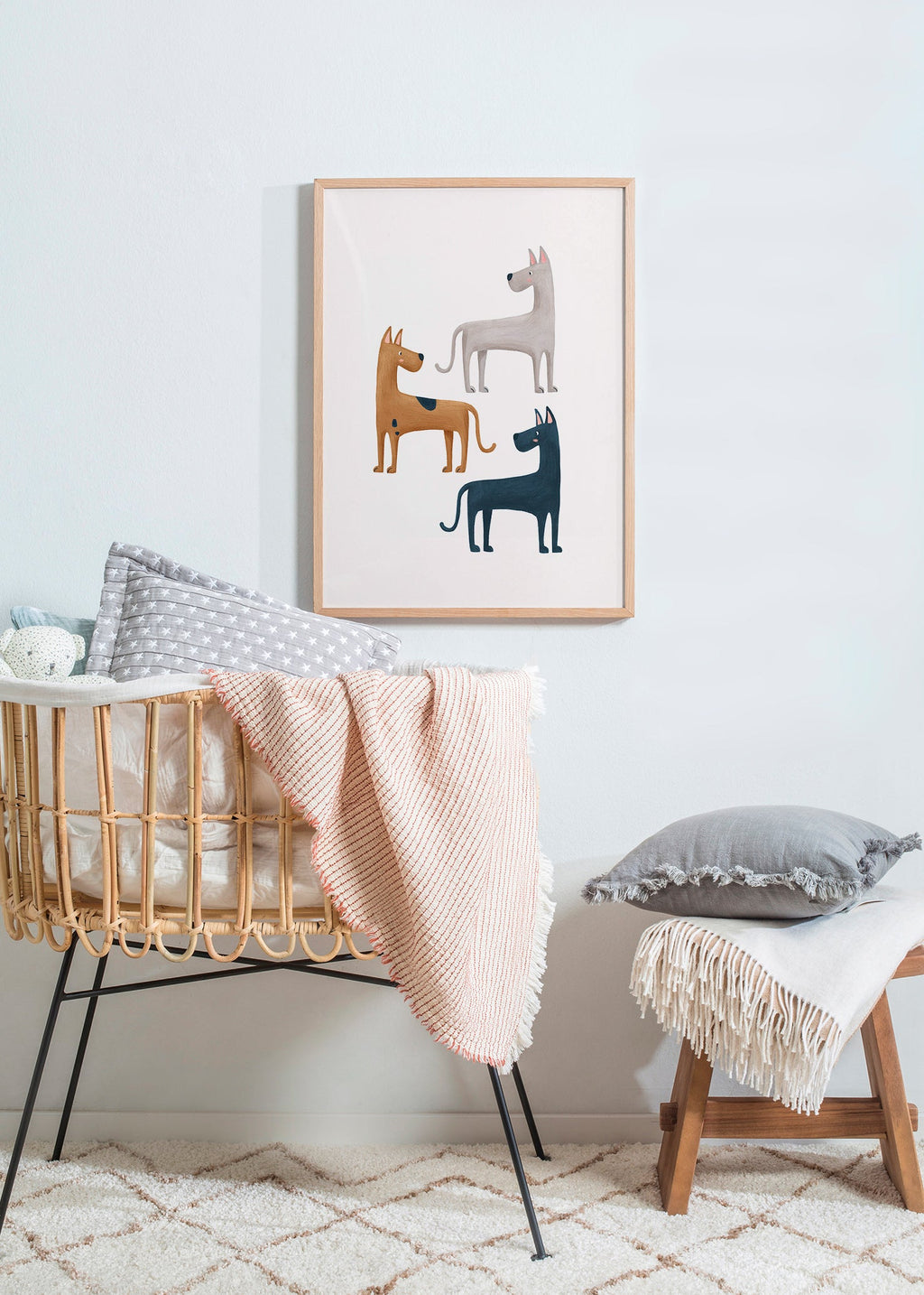 Animal artwork trio of dogs