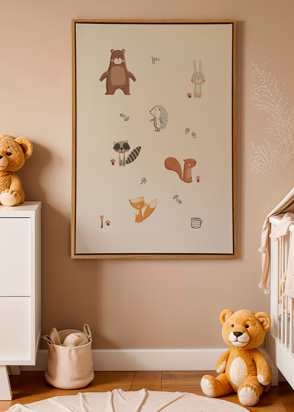 Children's print: forest friends in soft pastels