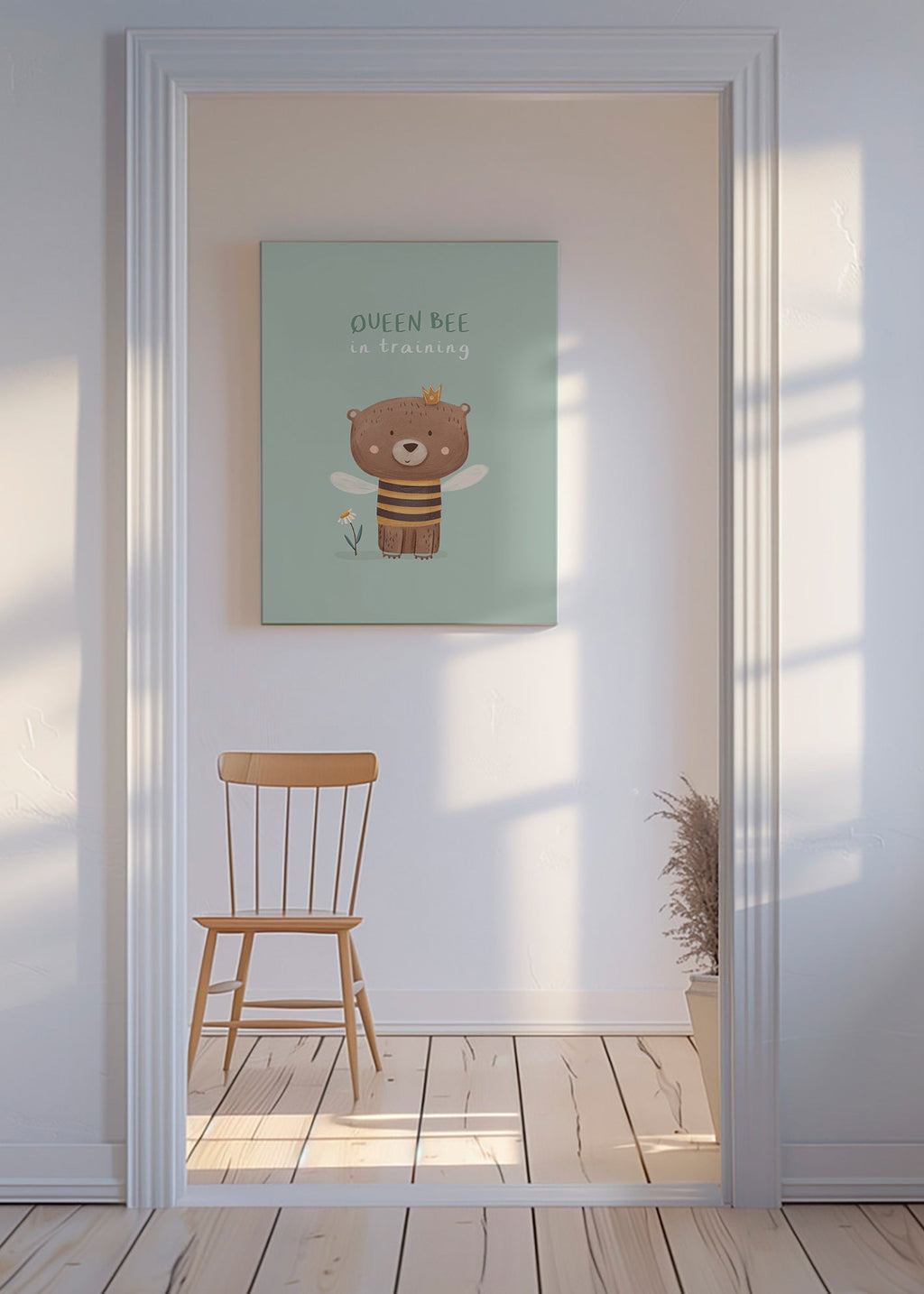Kids print Queen Bee bear with crown