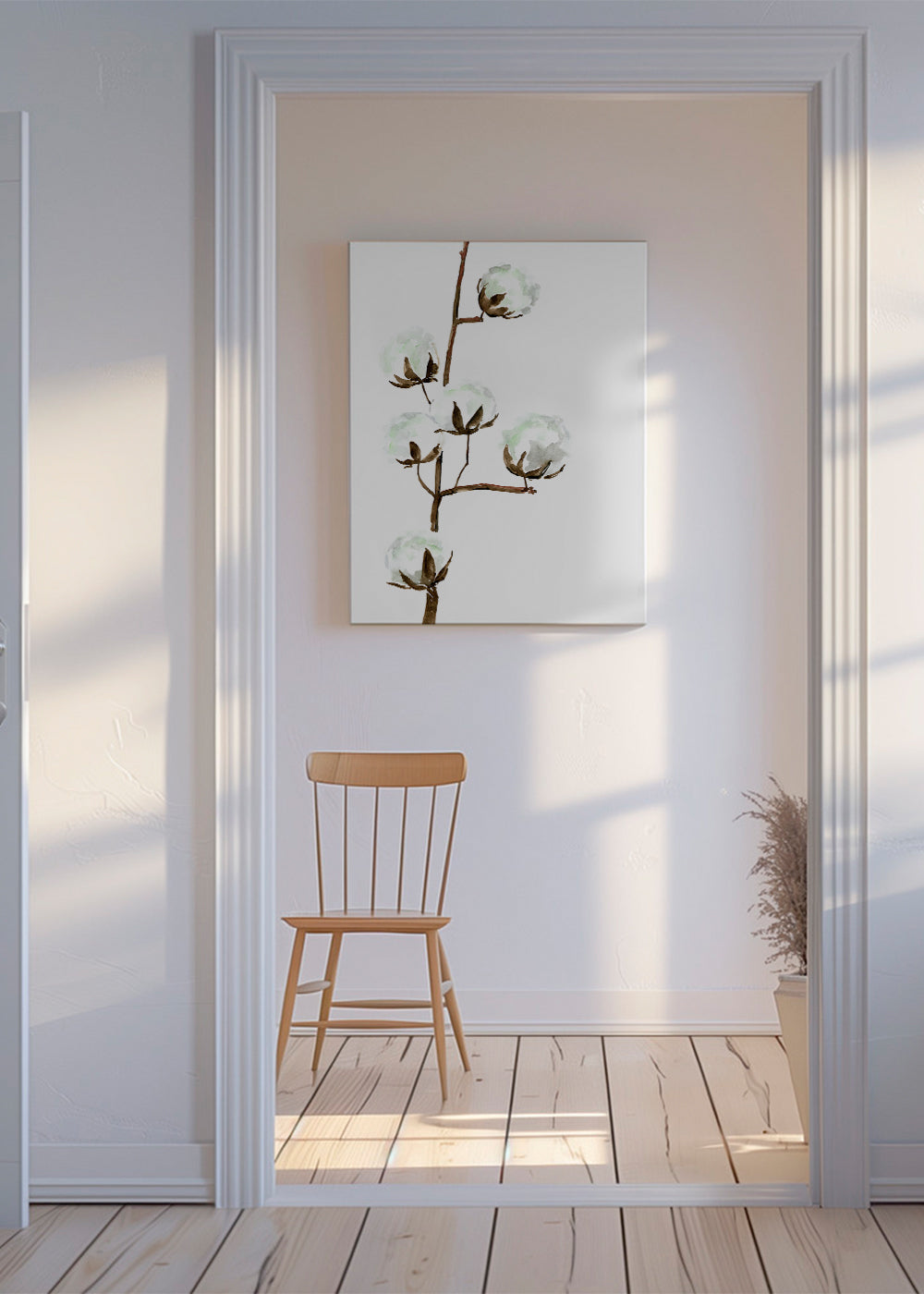 Watercolor cotton branch II