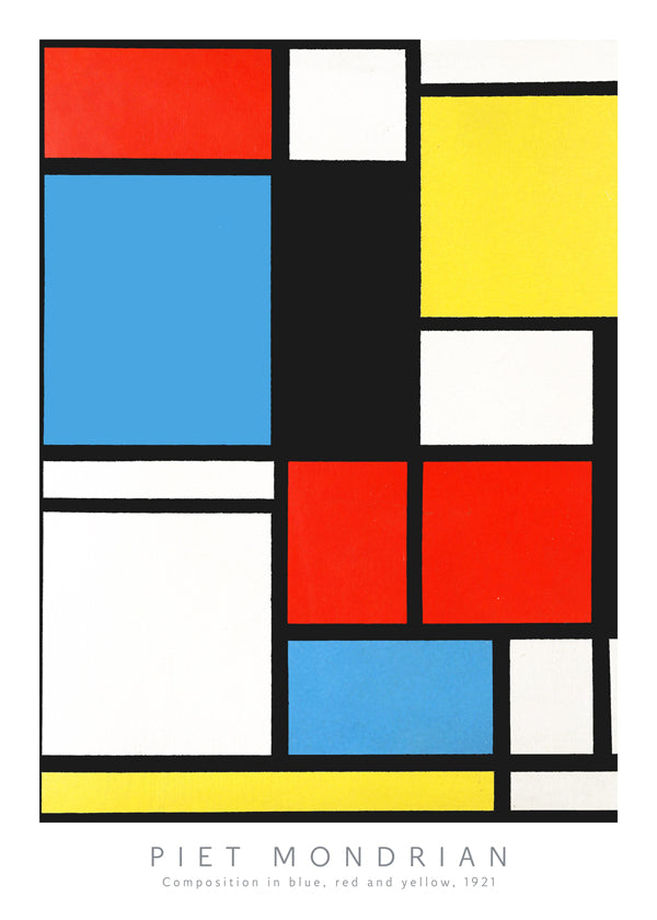 Geometric poster Mondrian with primary blocks | Wall art, framed