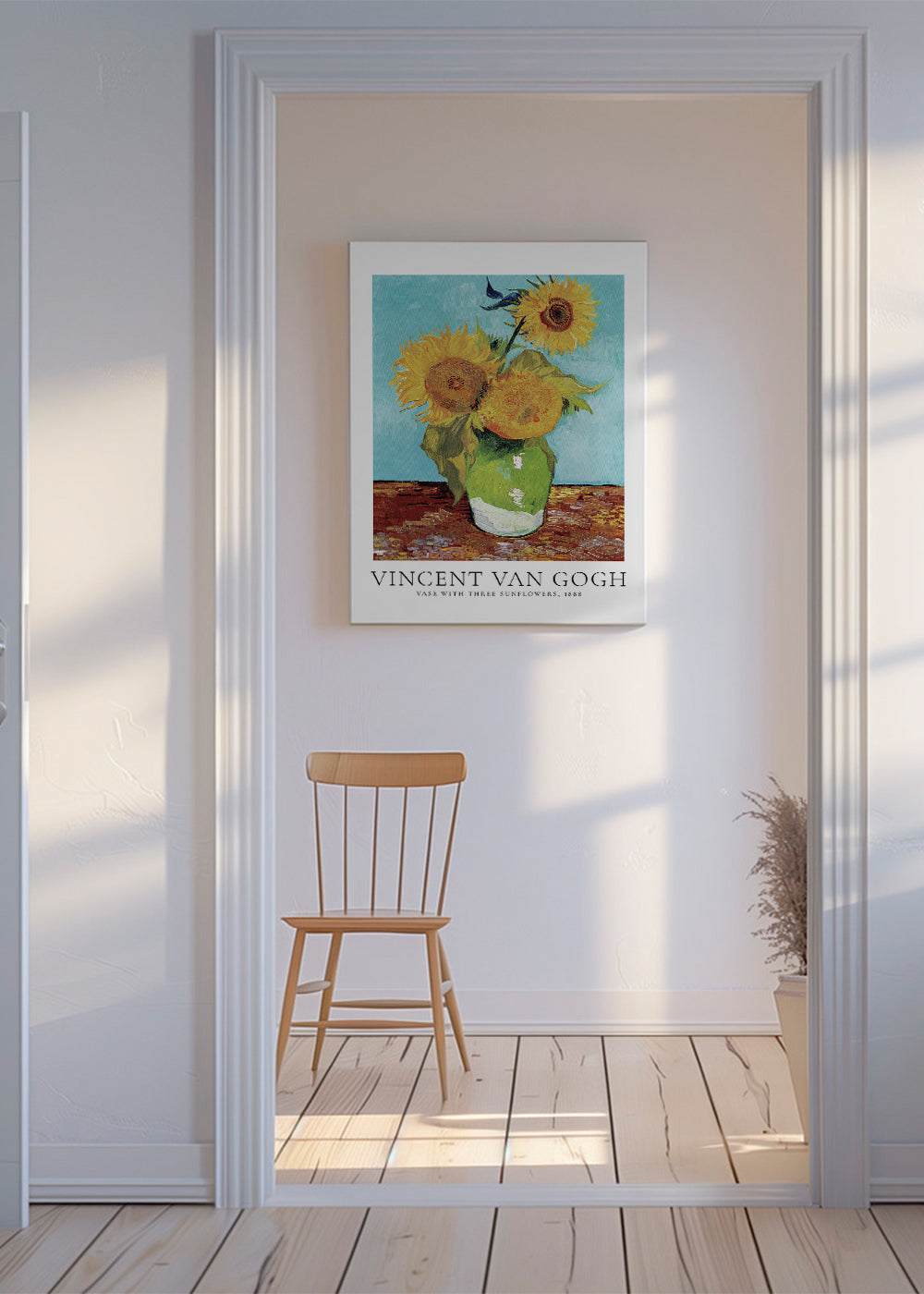 Vincent Van Gogh vase with three sunflowers