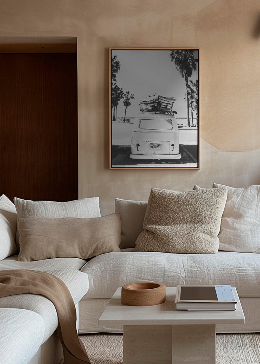 Beach Vintage Van Black & White