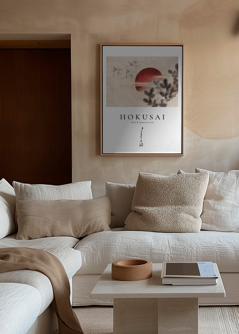 Katsushika Hokusai birds and sunset  from Album of Sketches