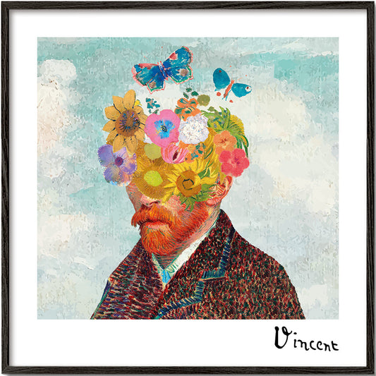 Vincent van Gogh inspired self-portrait & flower remixed - Square