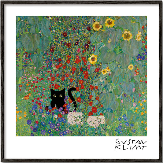 Gustav Klimt Garden Cat Print - Square