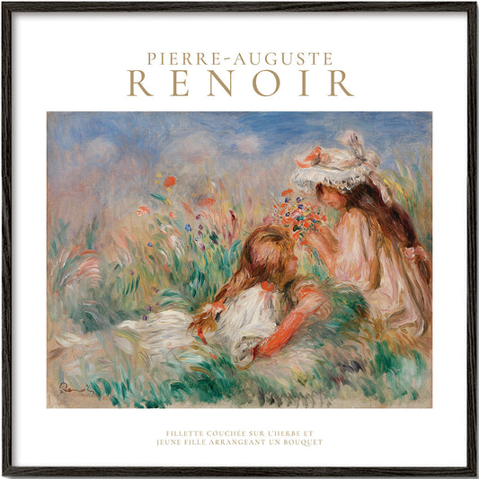 Girls in the Grass Arranging a Bouquet by Pierre-Auguste Renoir - Square