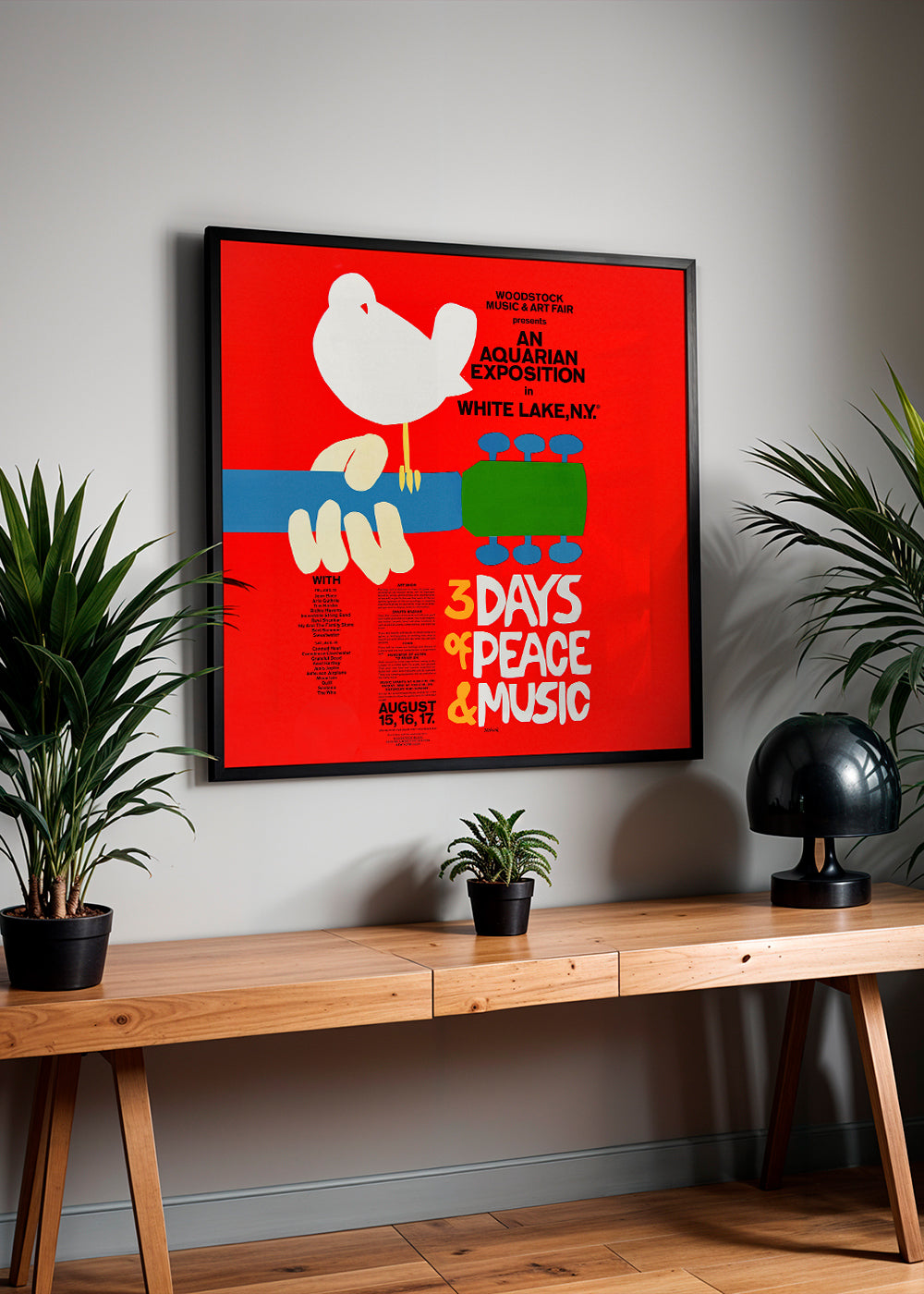 Vintage poster Woodstock 1969 bold graphic | Wall art, framed