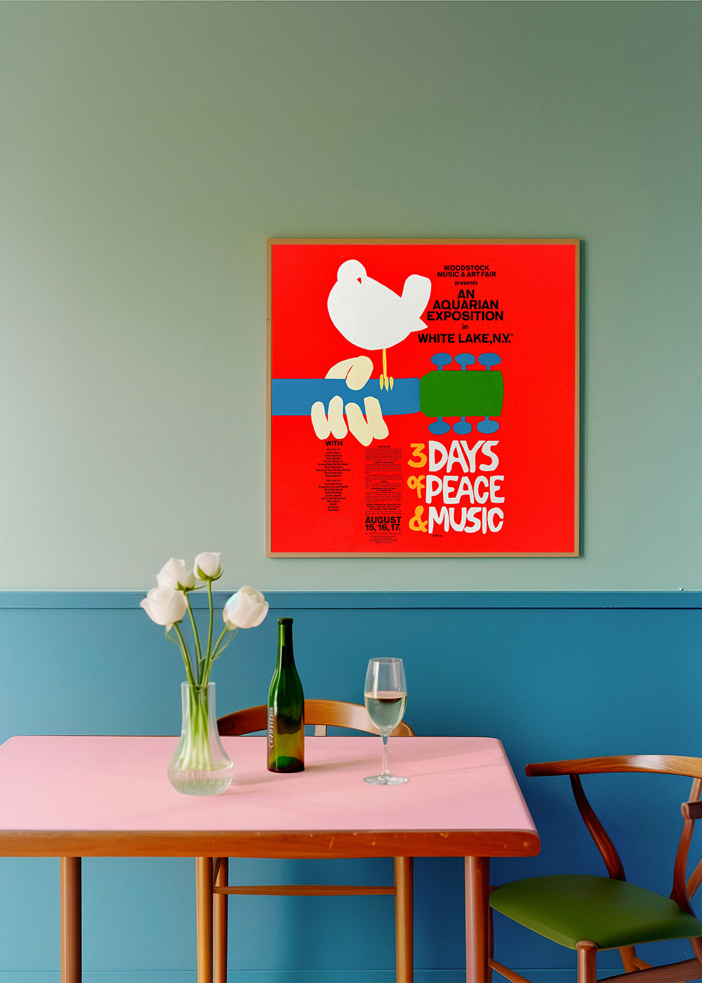 Vintage poster Woodstock 1969 bold graphic | Wall art, framed