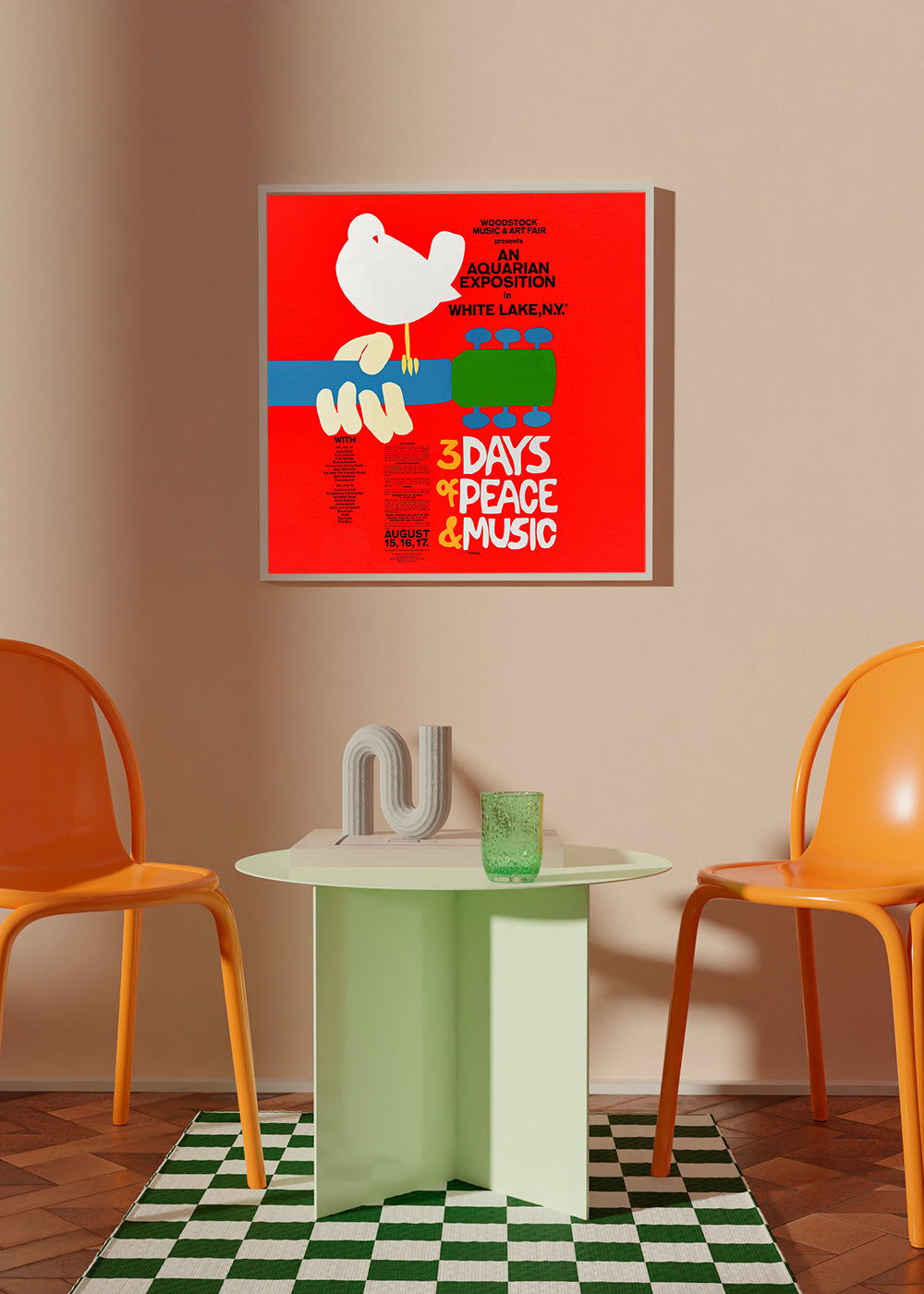 Vintage poster Woodstock 1969 bold graphic | Wall art, framed