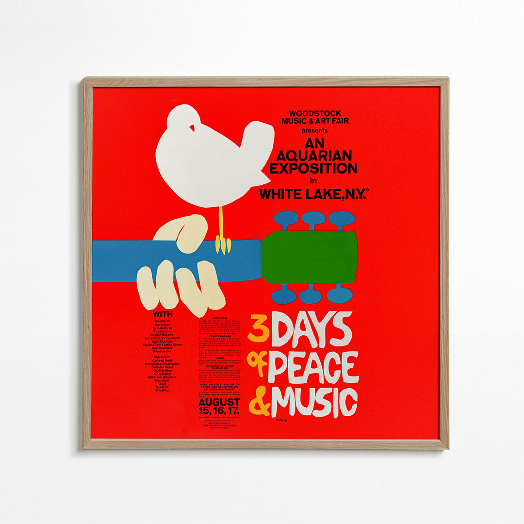 Woodstock 1969 Poster -  3 days of peace & music - Square