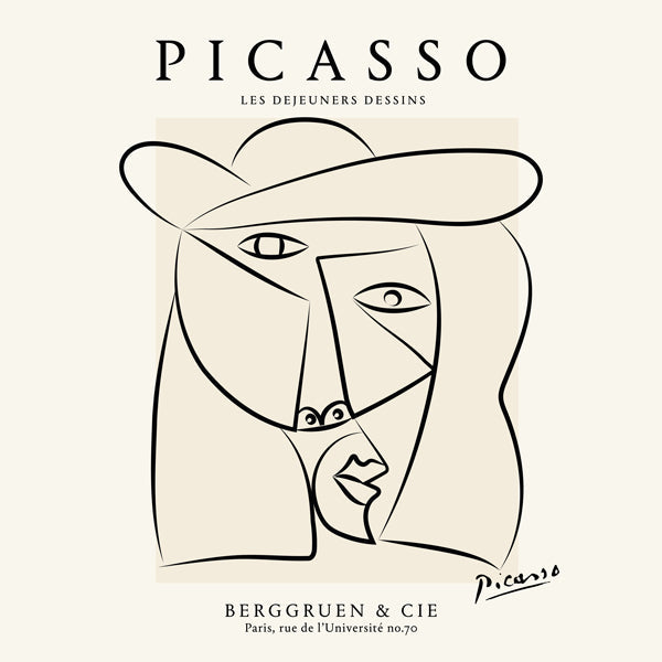 Picasso Woman in a Hat Sktech Poster - Square