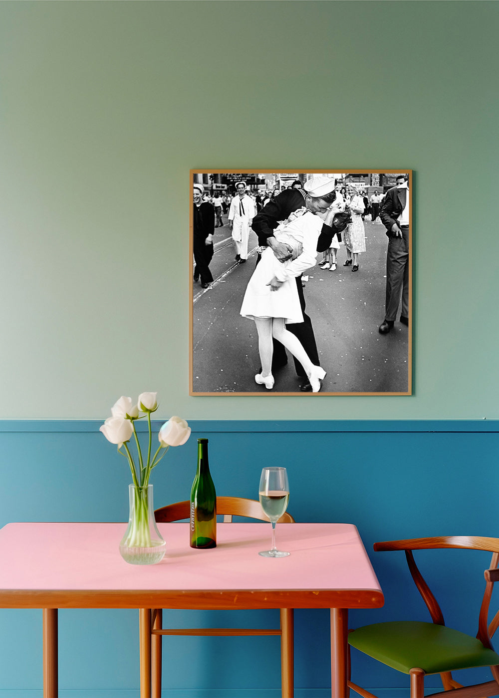 V-J Day Kiss Poster - vintage photograph - Square