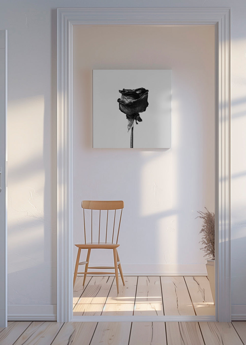 Dried rose black and white photograph - Square