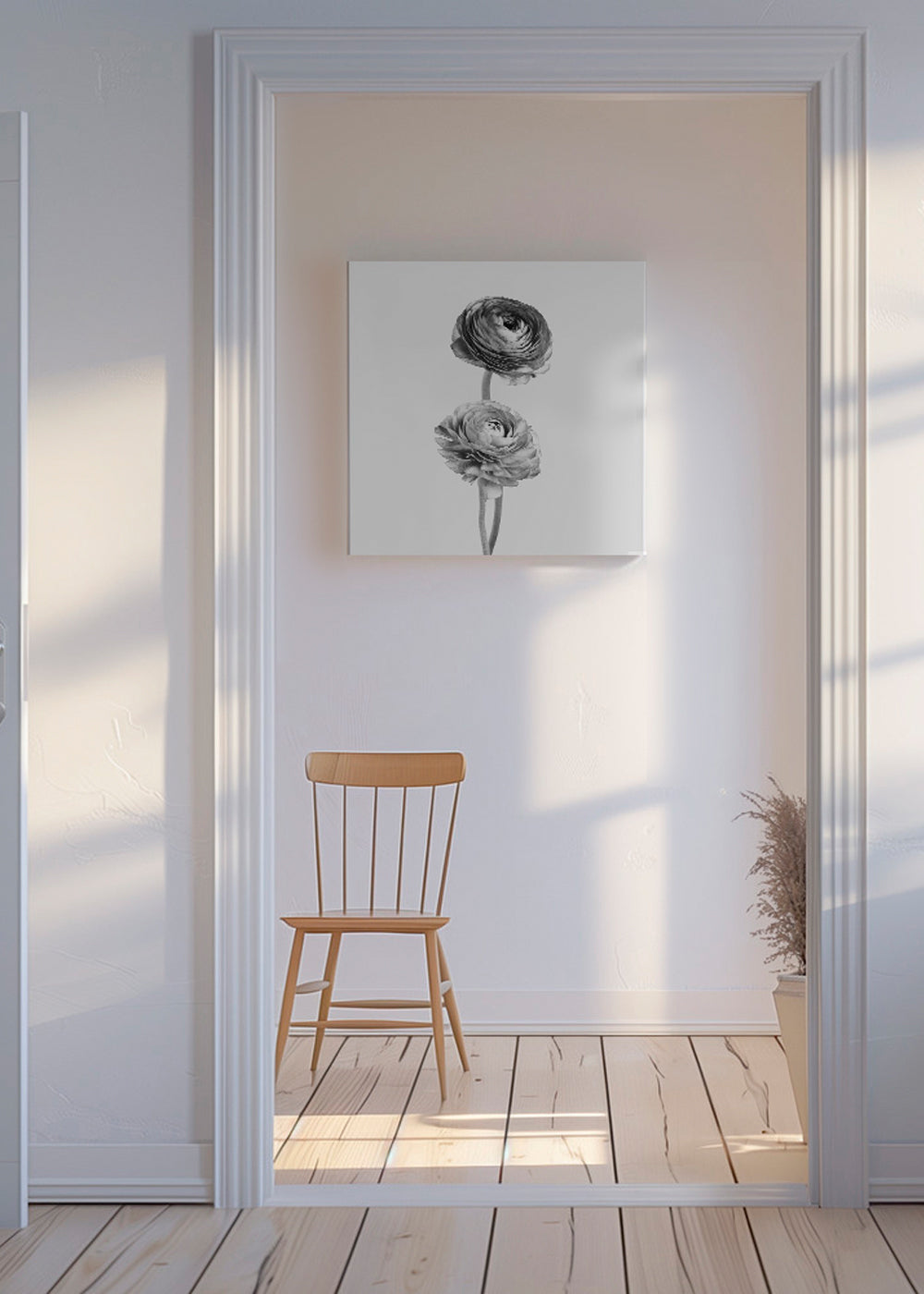 Flowers black and white photograph - Square