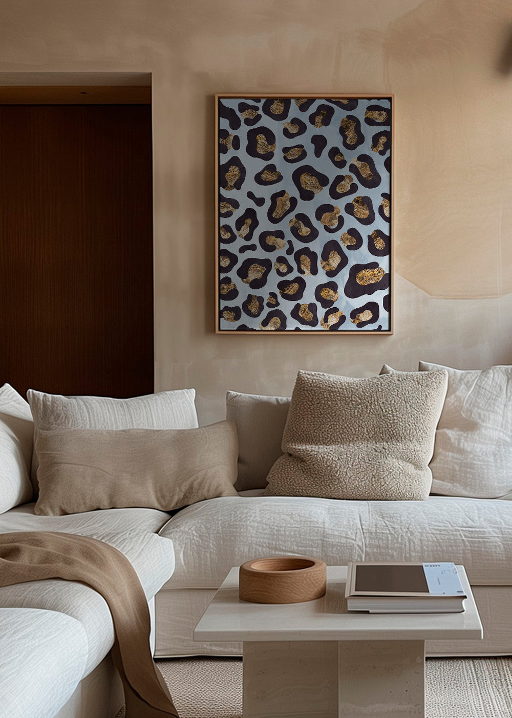 Gold blue leopard print