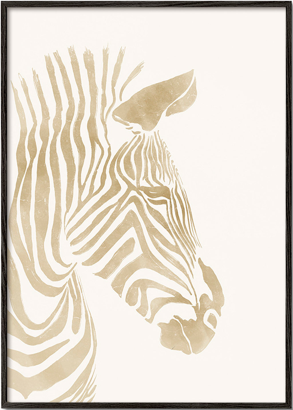 Cuadro de cebra minimalista beige – Black Frame
