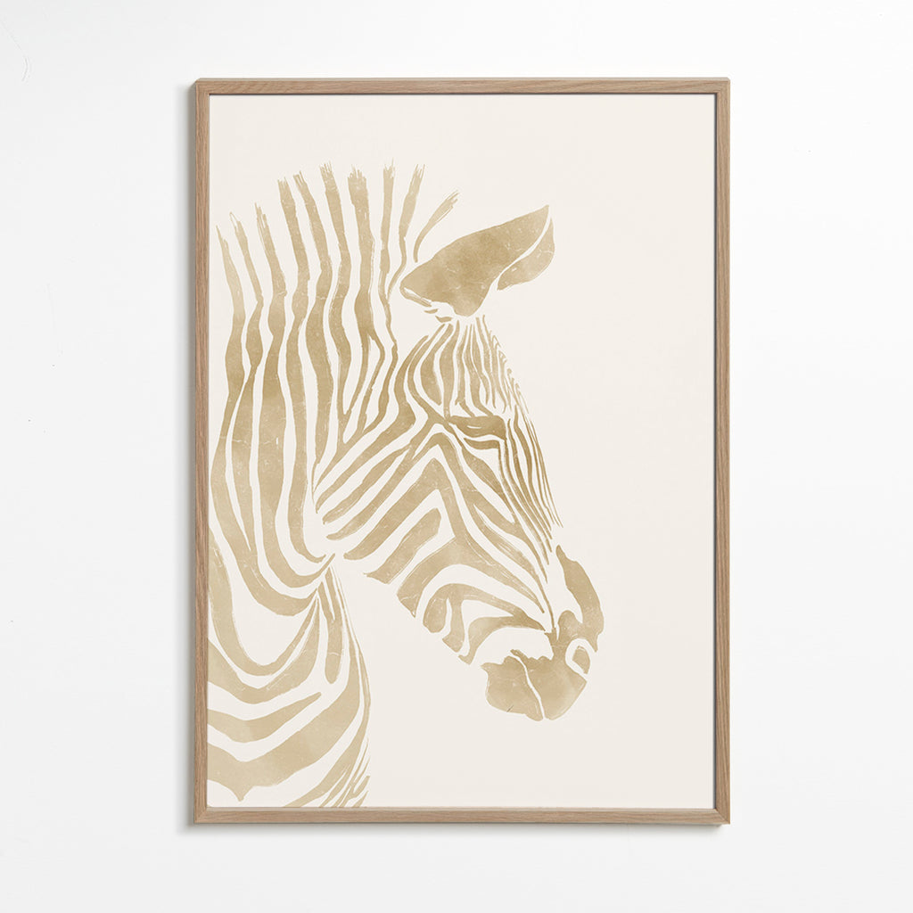Cuadro de cebra minimalista beige – Oak Frame