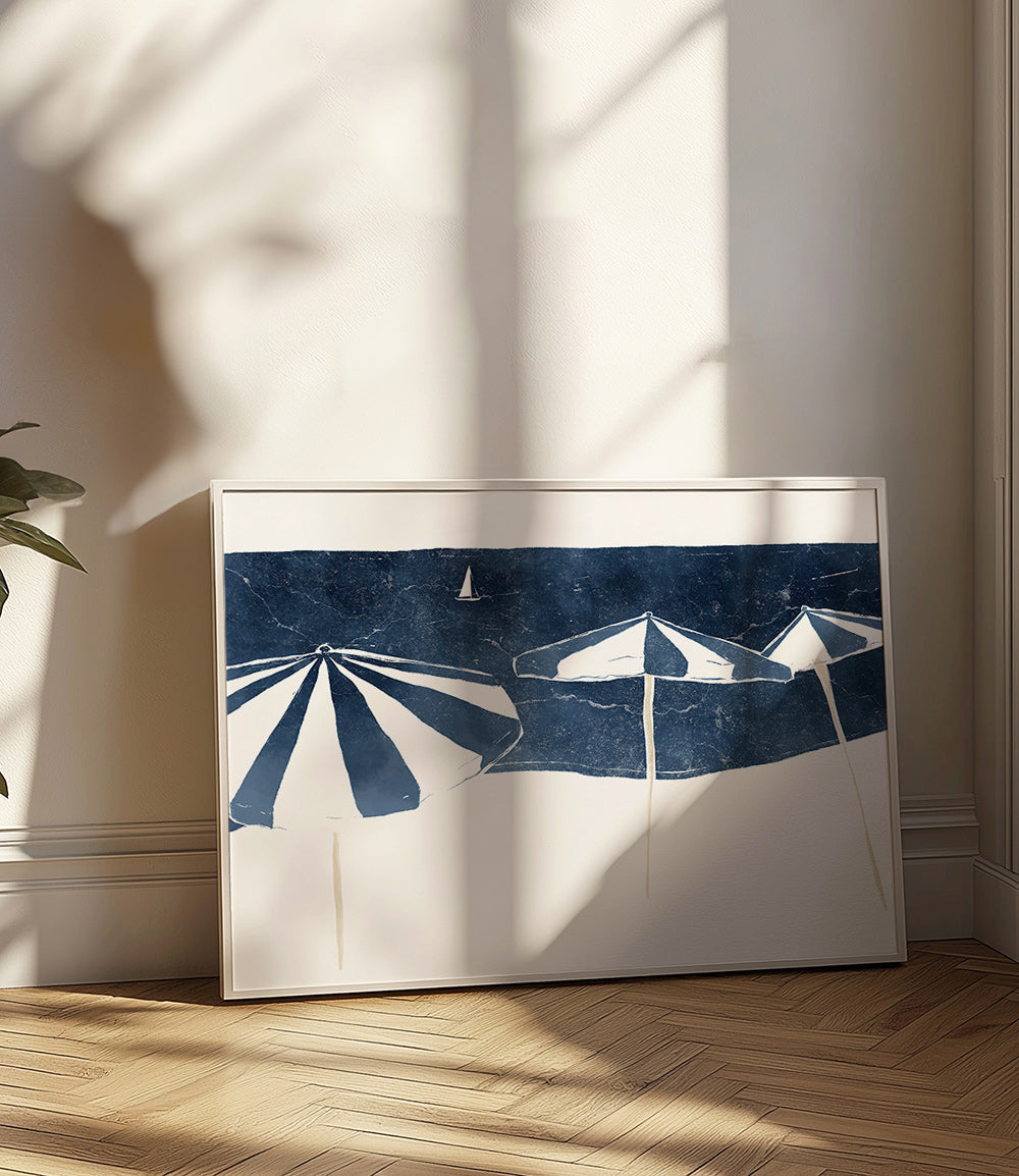 Cuadro de paisaje con sombrillas marinas minimalistas – Product3