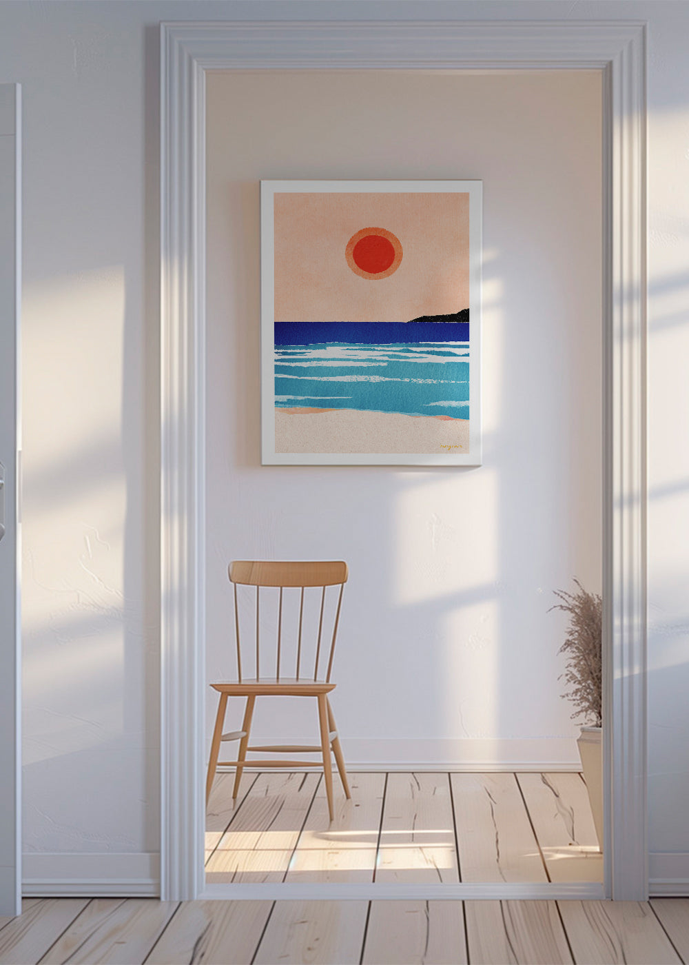 Landscape art Ocean sunset- minimalist painting