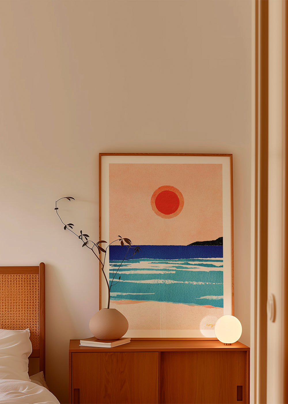 Landscape art Ocean sunset- minimalist painting