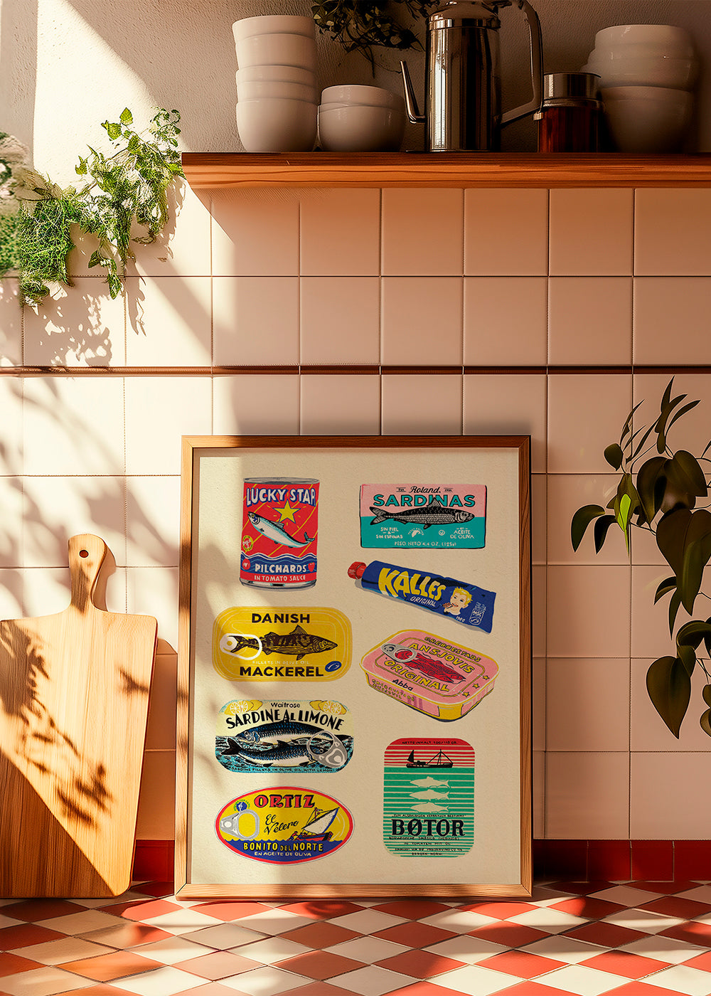 Kitchen Fish Poster Kitchen art featuring illustrated tinned fish labels | Wall art, framed ...