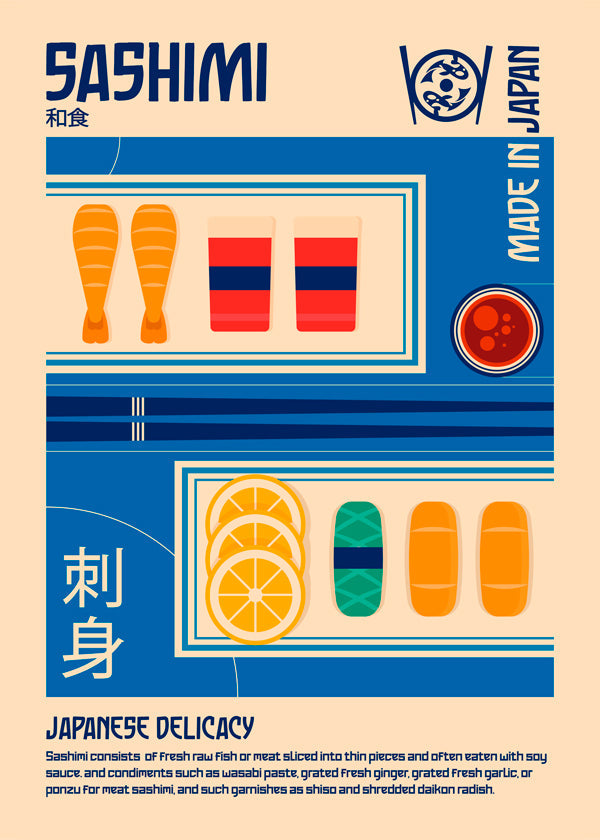 Sashimi Japanese Food Print - Retrodrome  