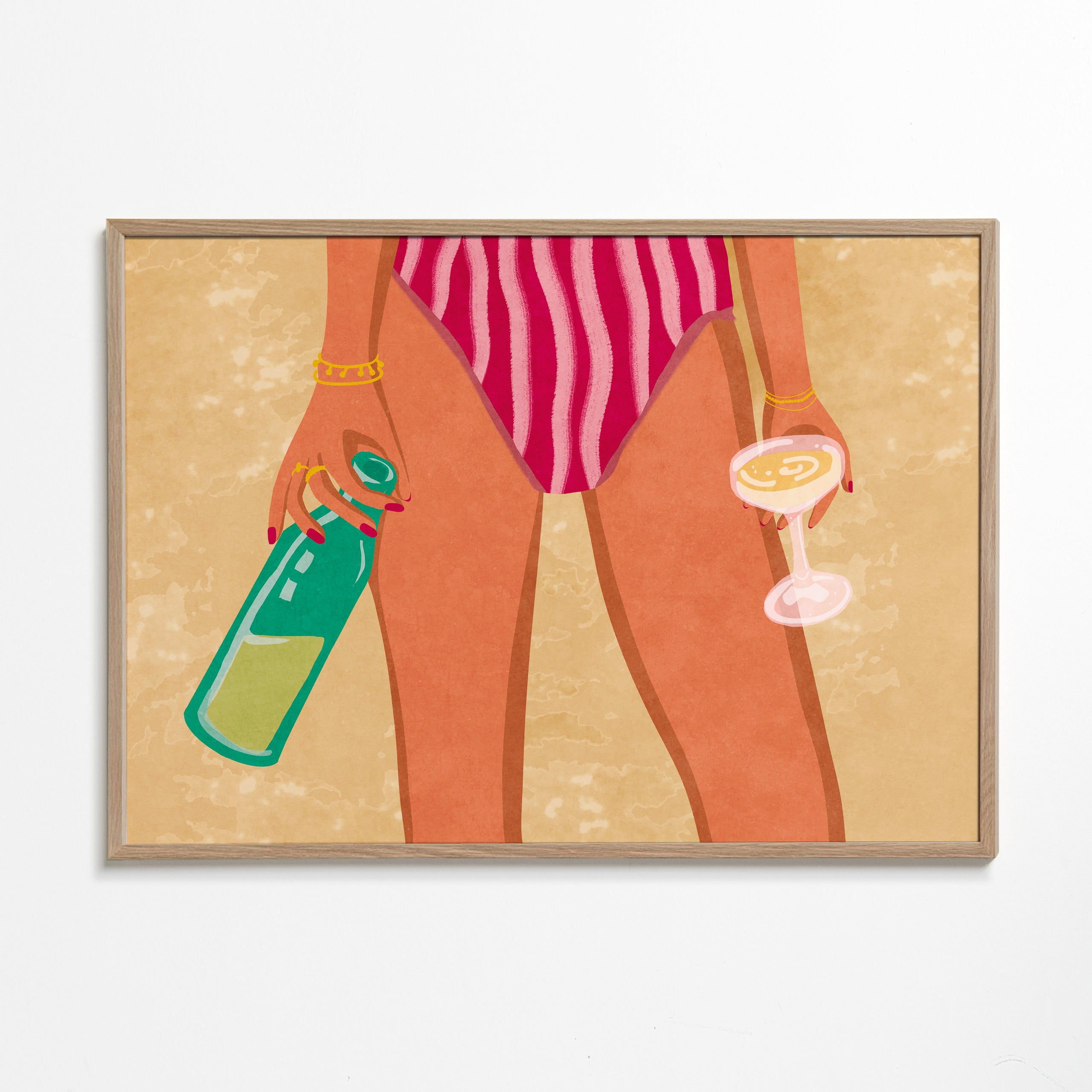 Girl with wine at the beach - Raissa Oltmanns 