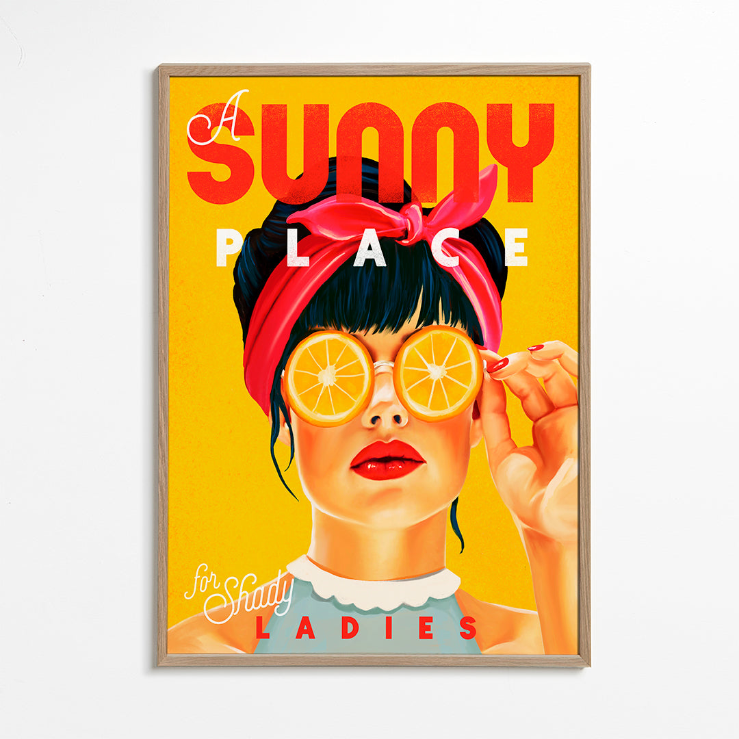 A Sunny Place For Shady Ladies Orange Pinup Art - The Whiskey Ginger