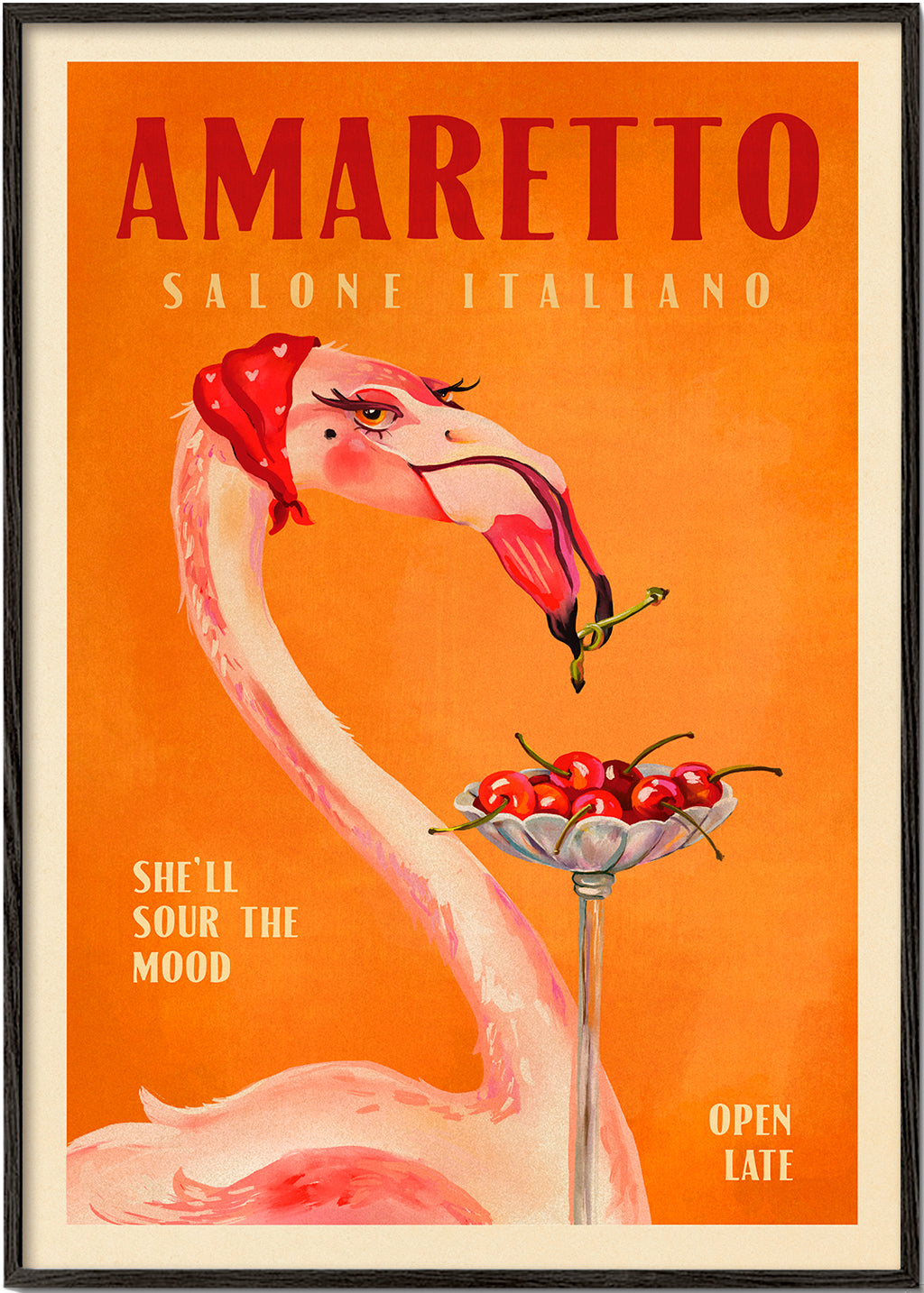 Amaretto Flamingo Art Deco Italian Cafe Travel Art - The Whiskey Ginger