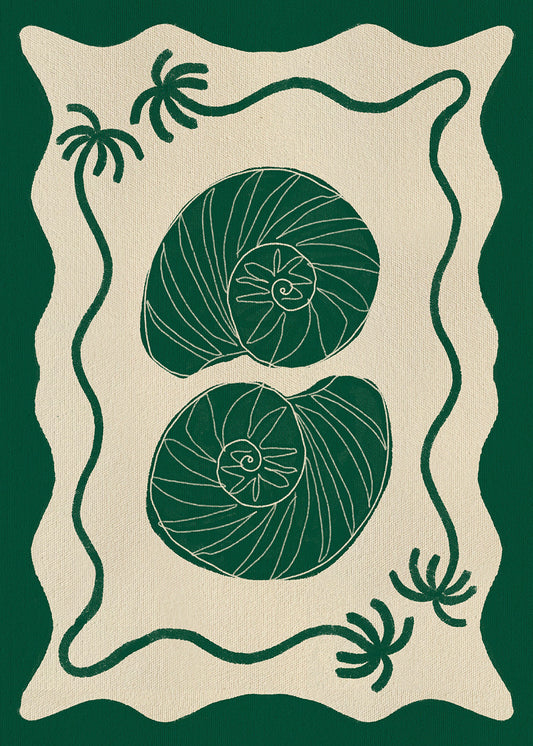 Illustration Green Seashell Stories