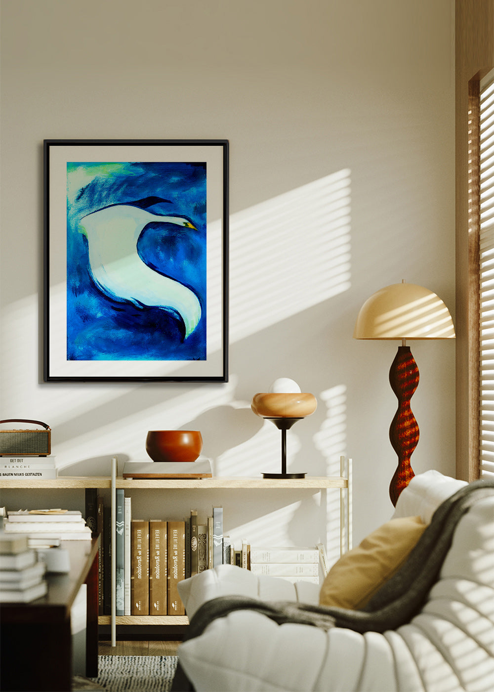 Cuadro cisne blanco sobre fondo azul – Canvas2