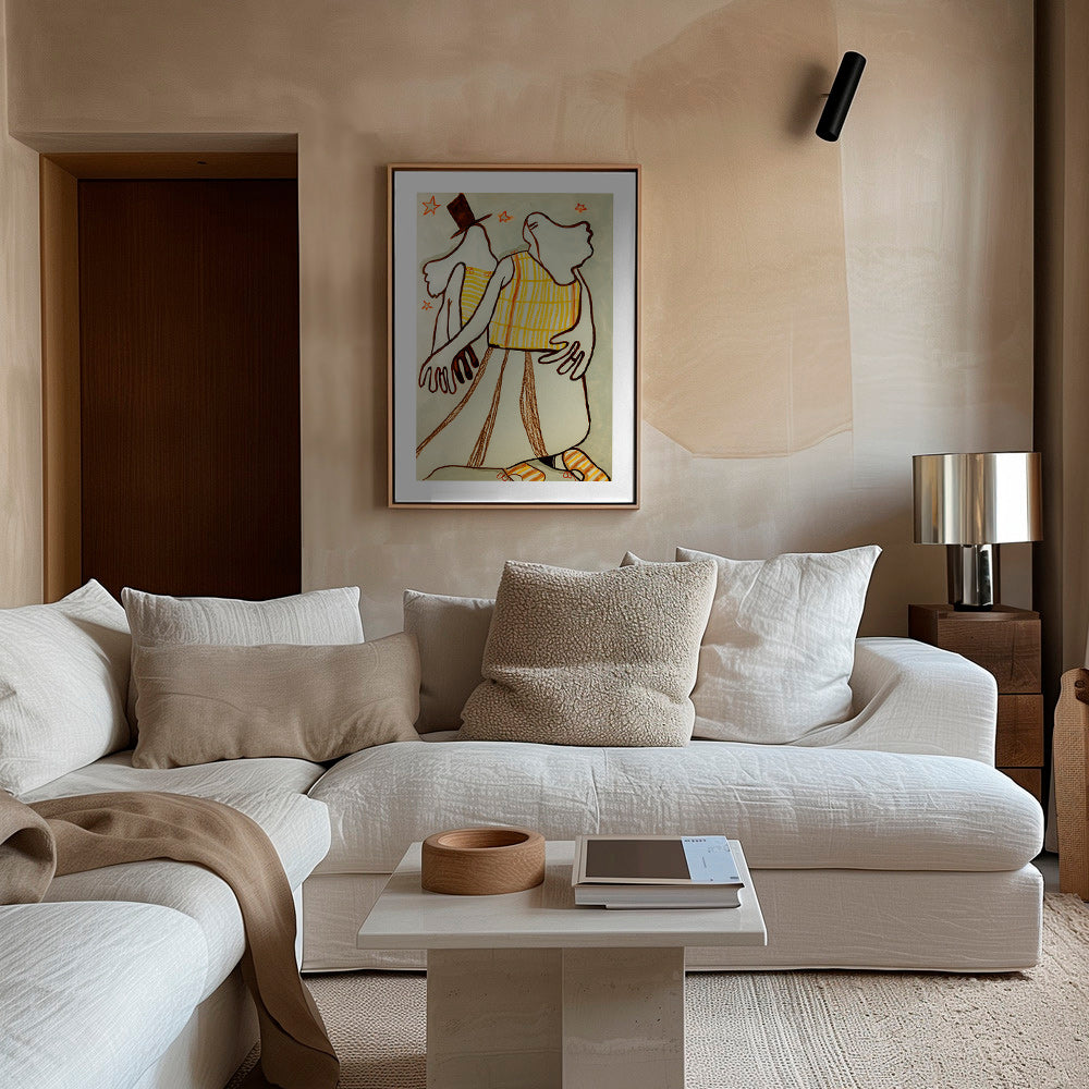 Ilustración de pareja danzante con trazo gestual – Canvas2