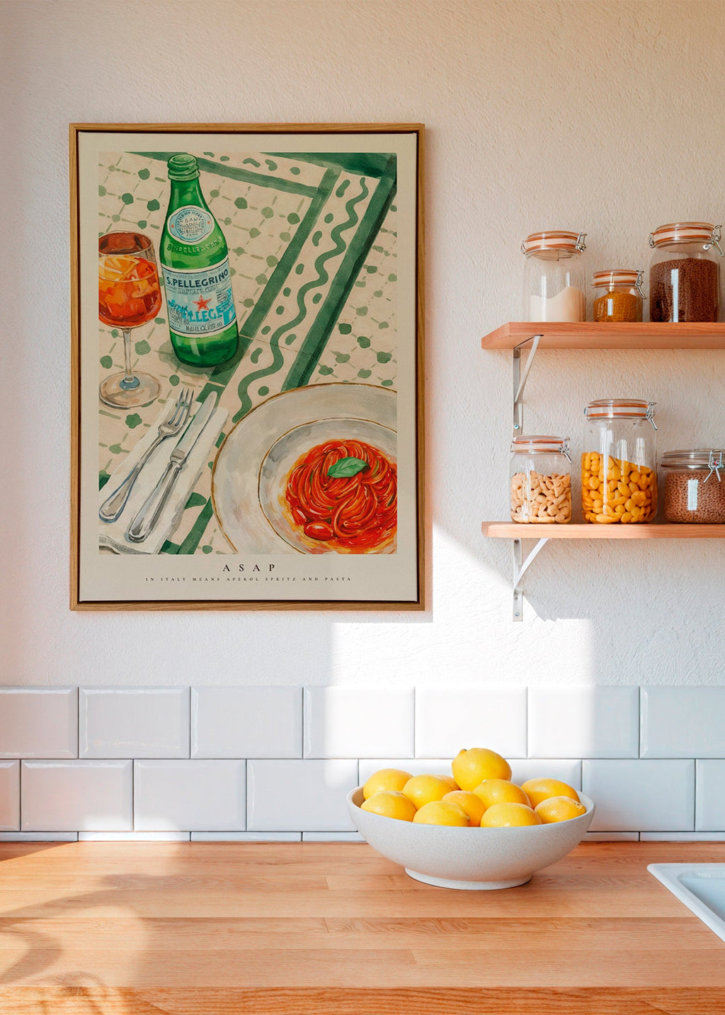 Kitchen art Aperol Spritz and pasta