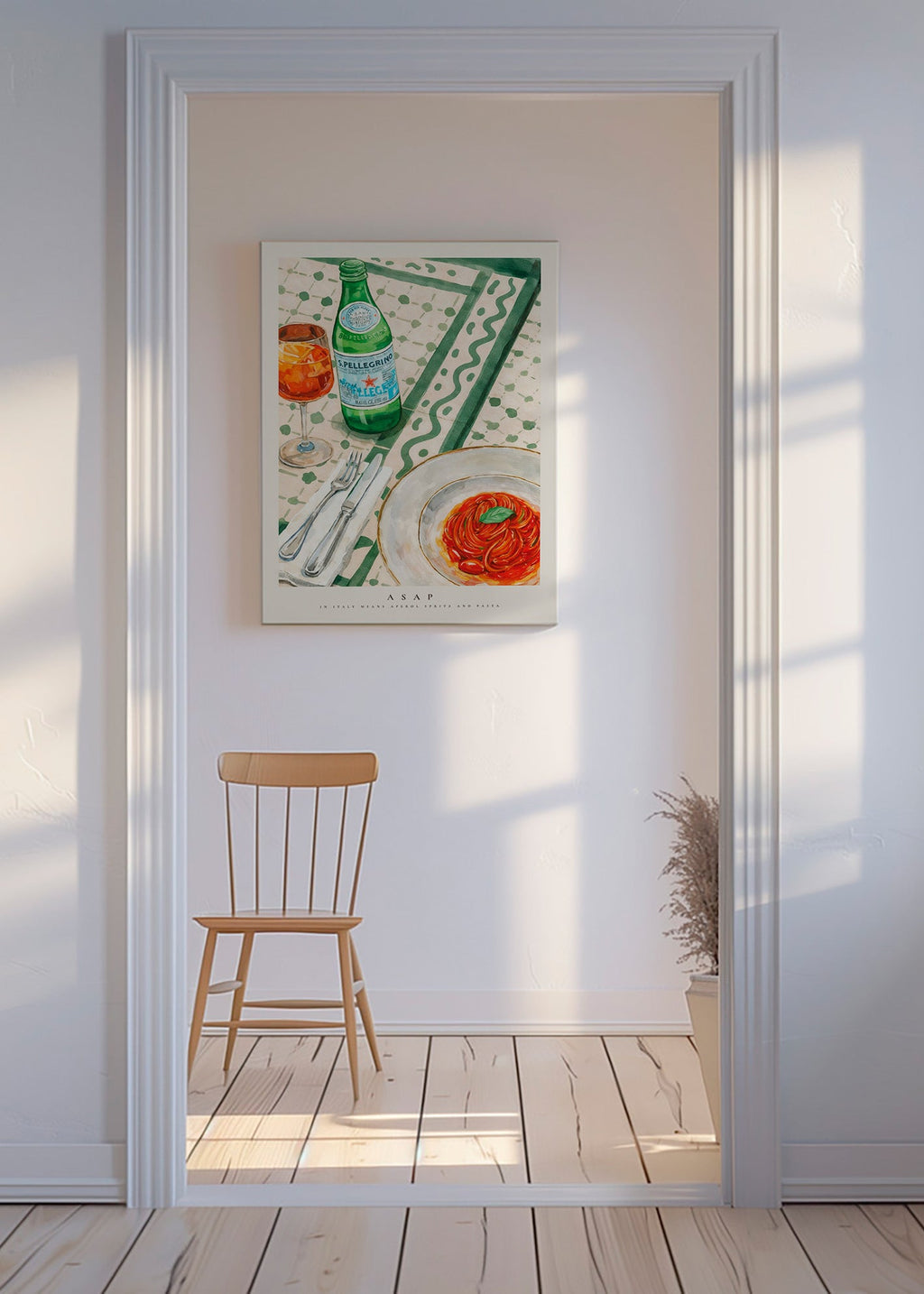 Kitchen art Aperol Spritz and pasta