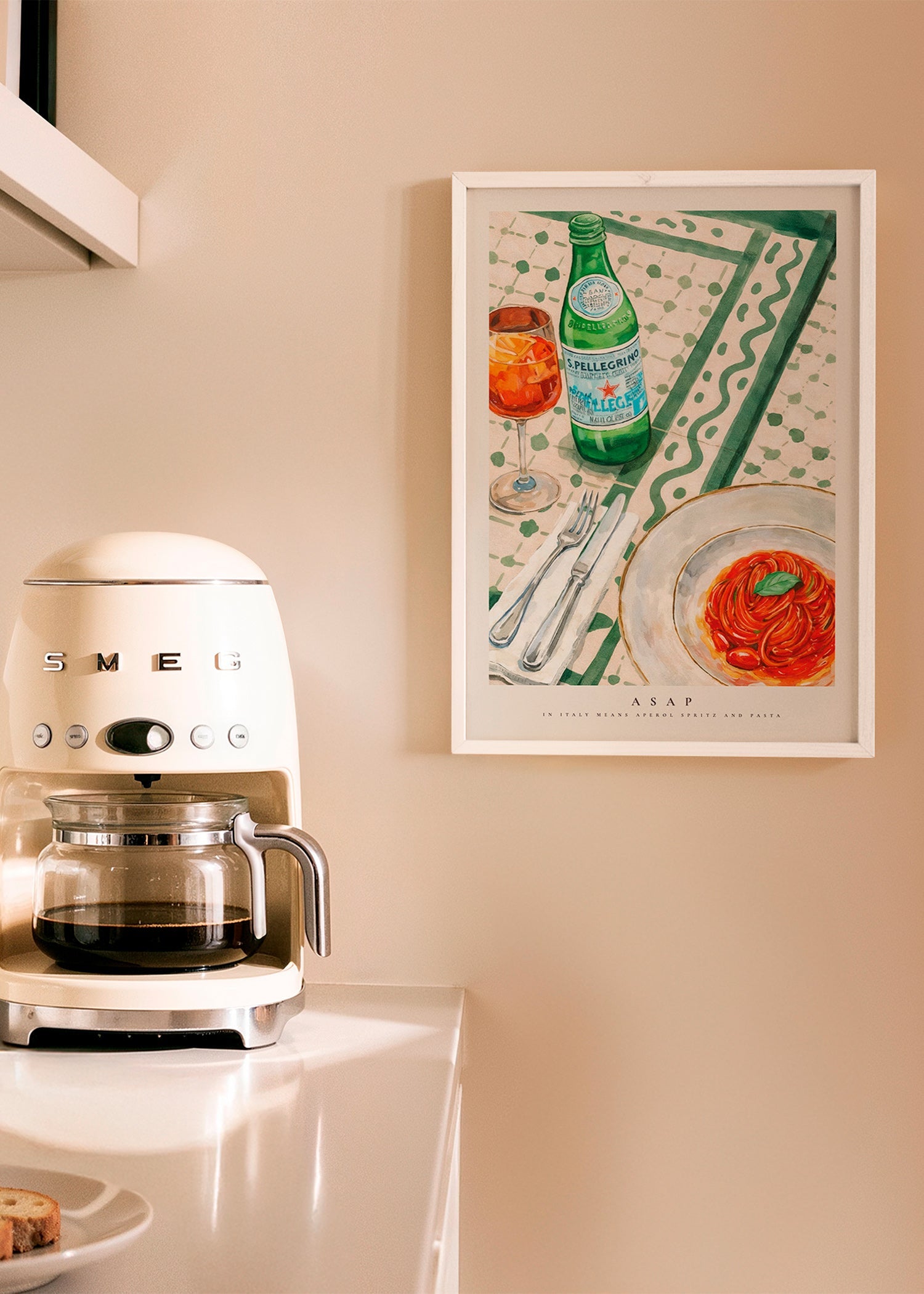 Kitchen art Aperol Spritz and pasta