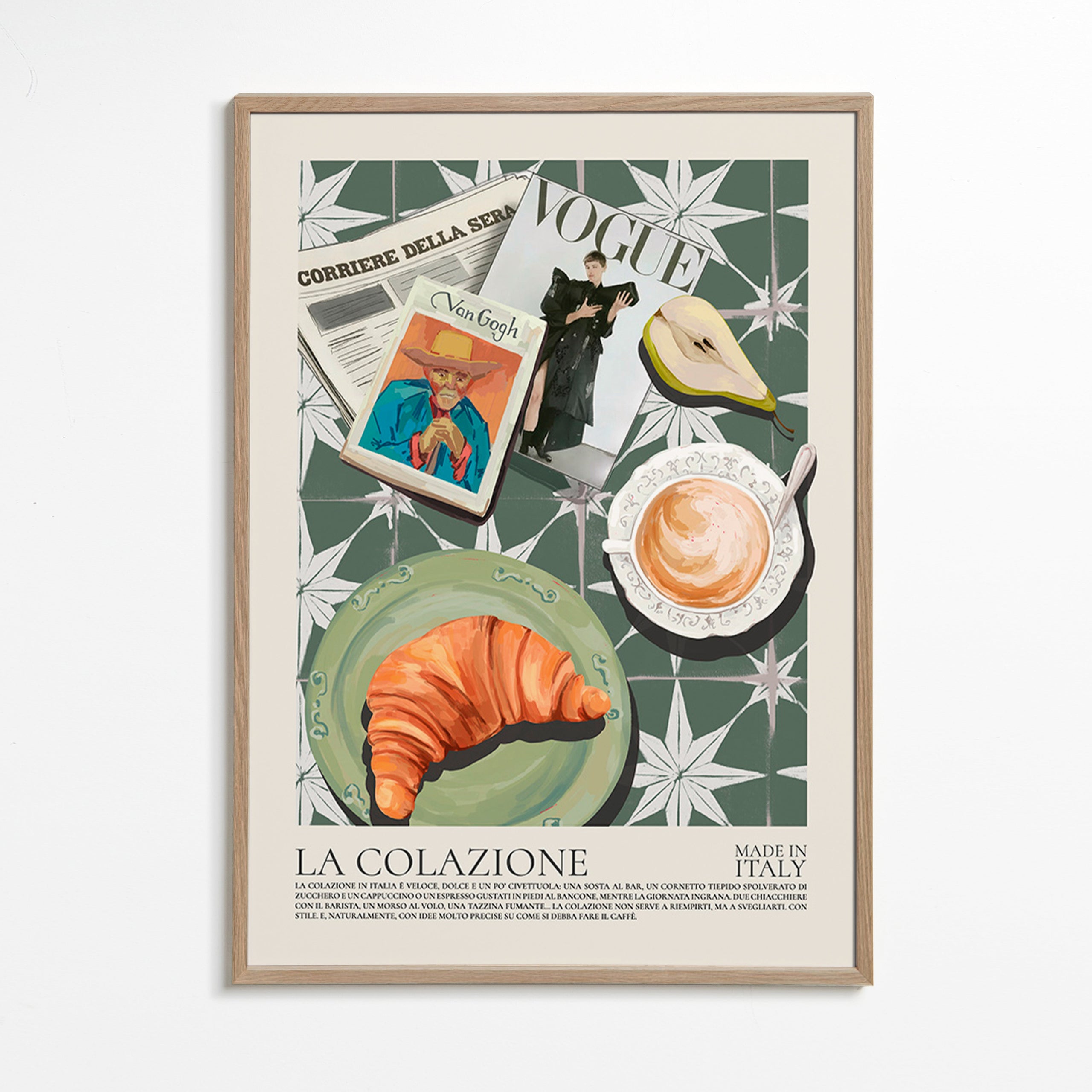 Kitchen art collage with croissant