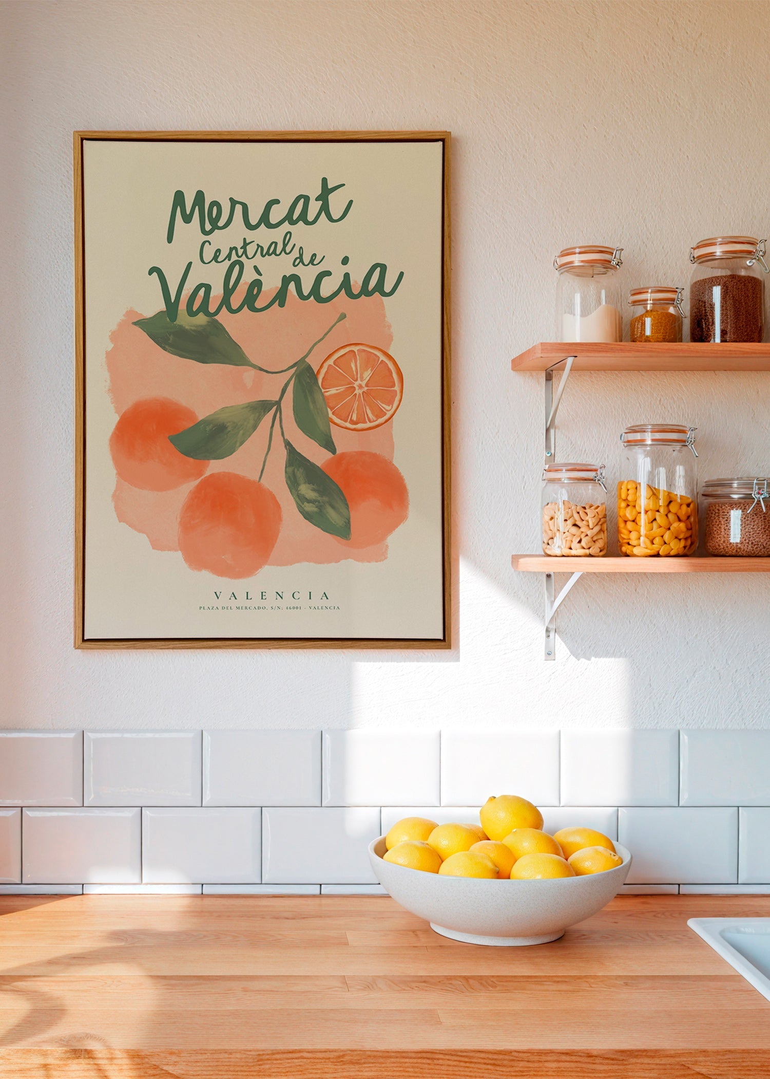 Kitchen art Mercat Central oranges illustration