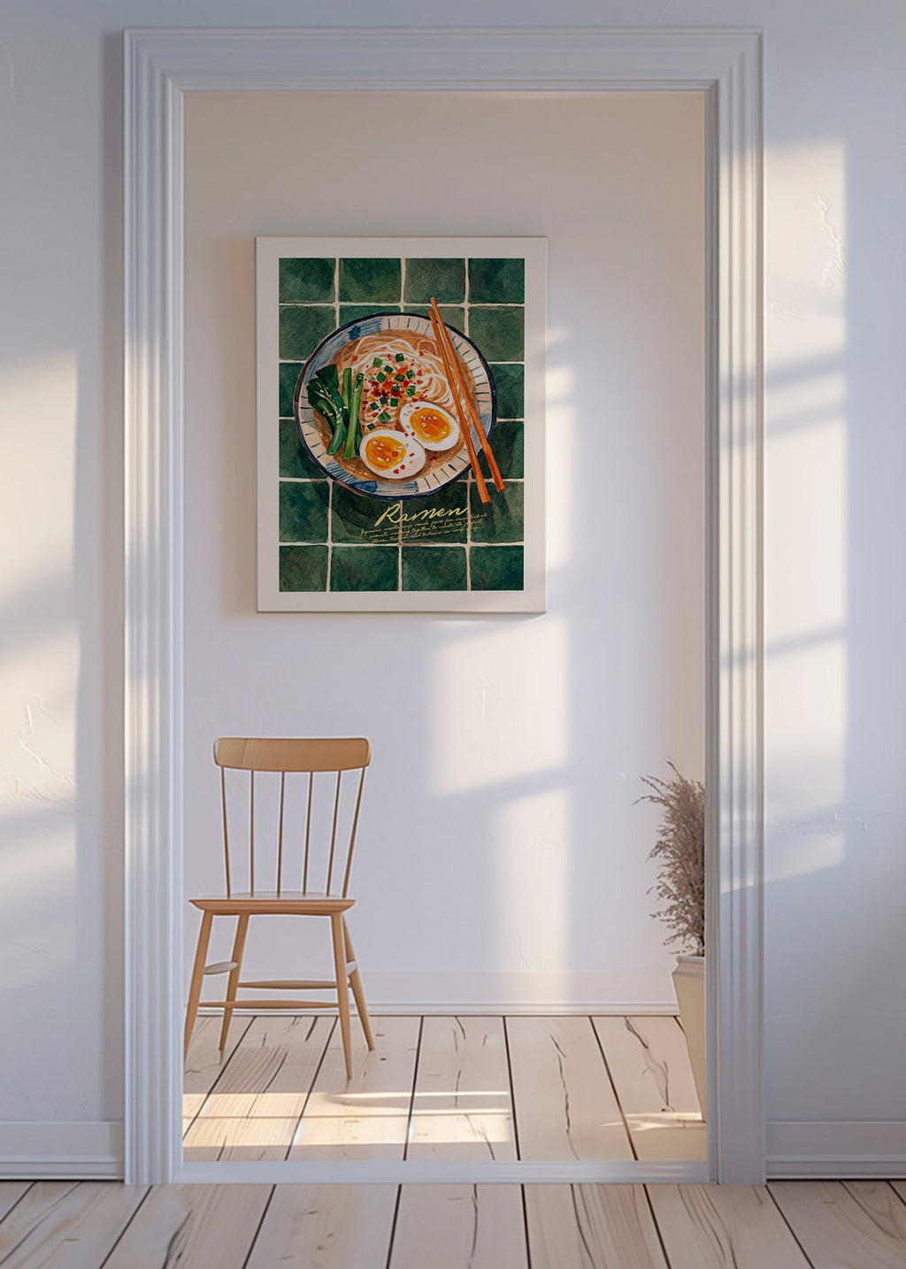 Kitchen art Ramen watercolor bowl