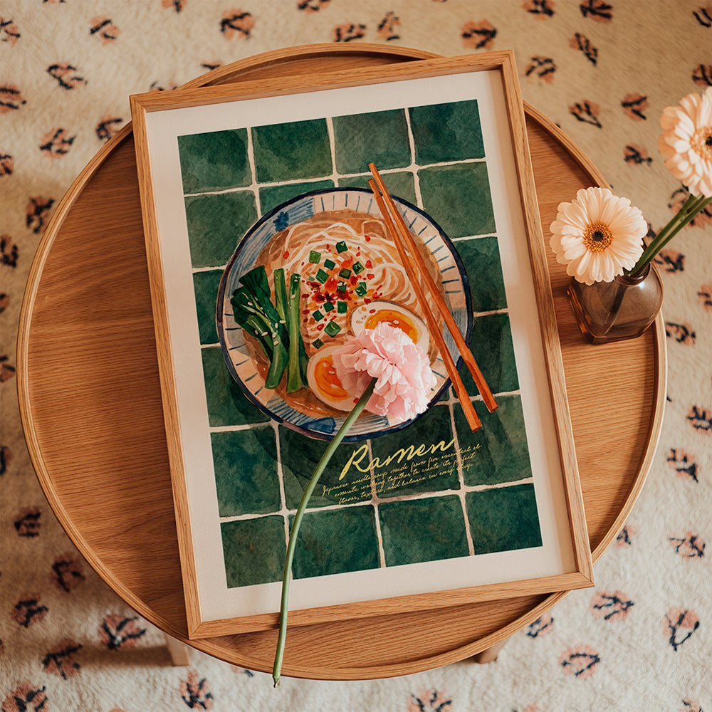 Kitchen art Ramen watercolor bowl