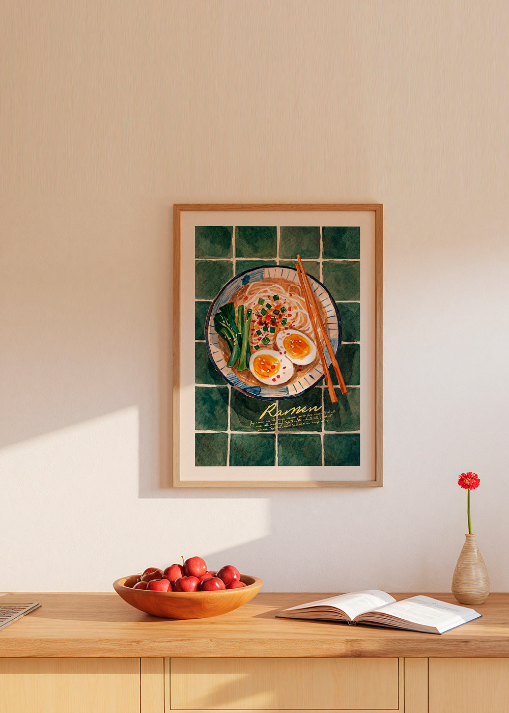 Kitchen art Ramen watercolor bowl