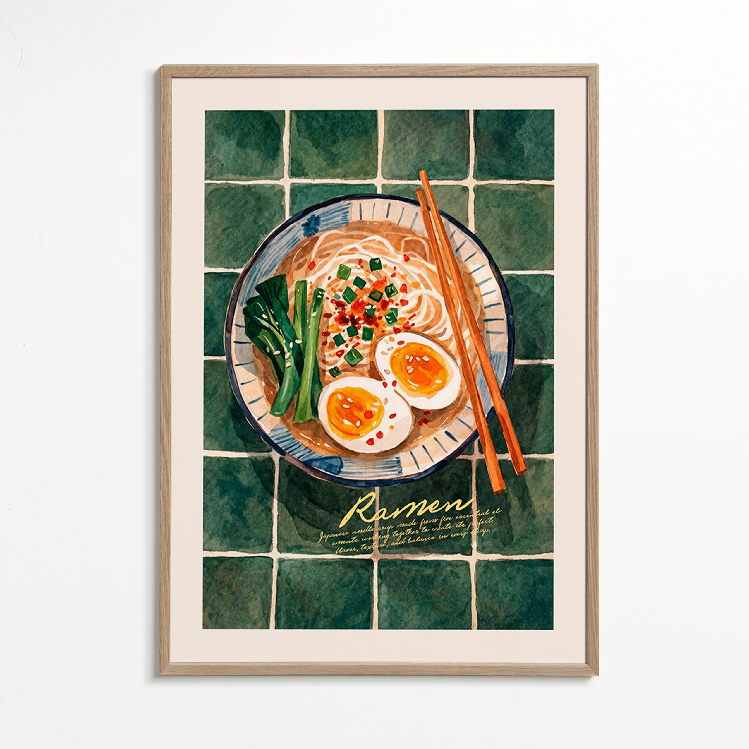 Kitchen art Ramen watercolor bowl