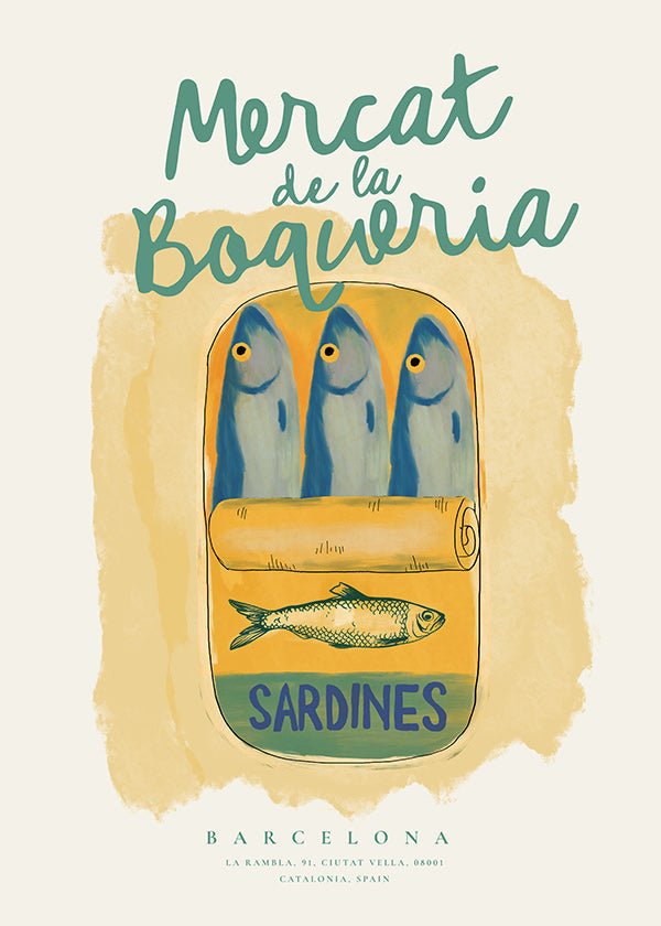 Kitchen art Mercat de la Boqueria - sardines in a can