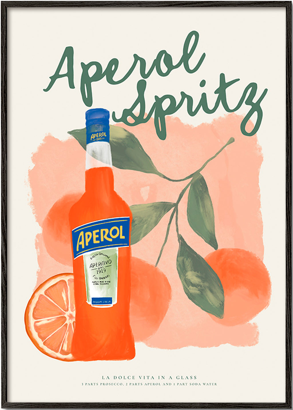 Kitchen art Aperol Spritz bottle with oranges