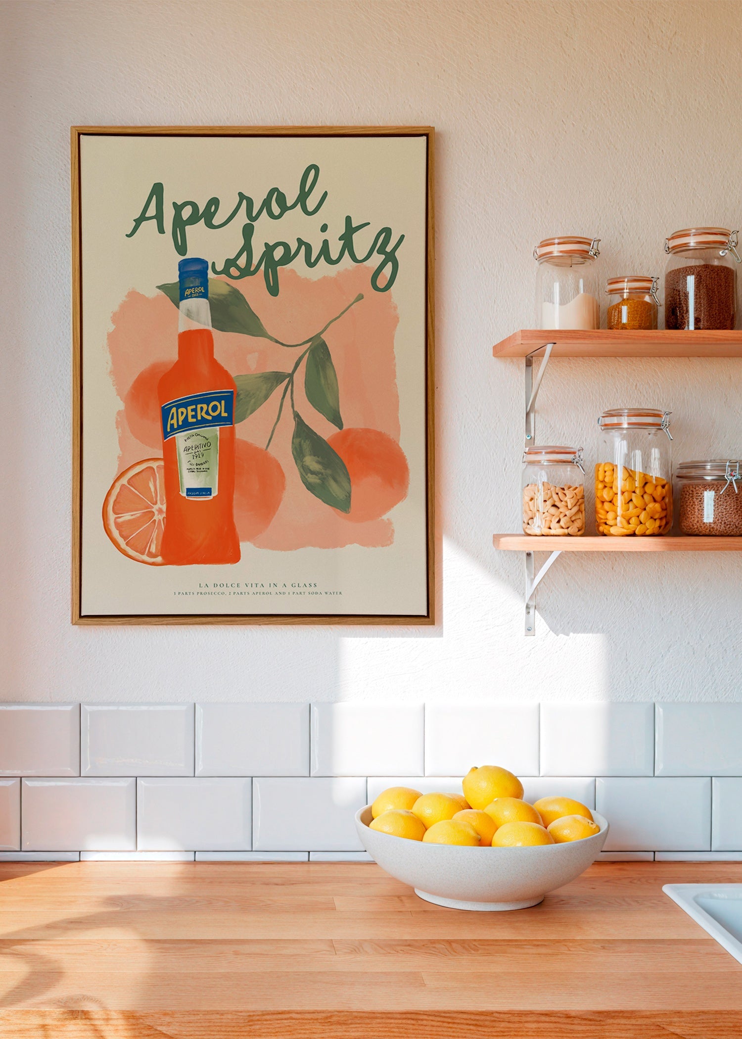 Kitchen art Aperol Spritz bottle with oranges