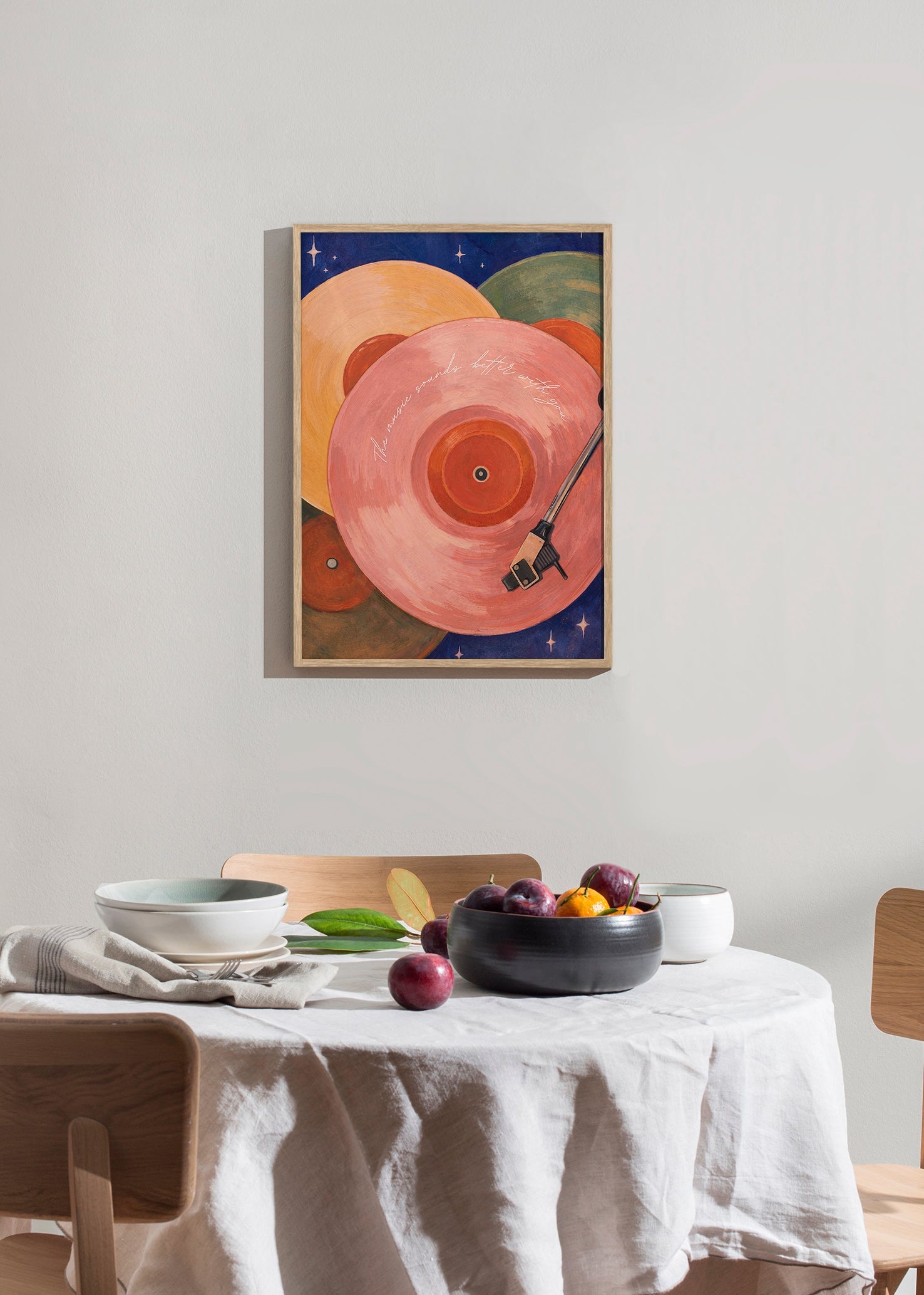 Pink vinyl illustration with turntable arm