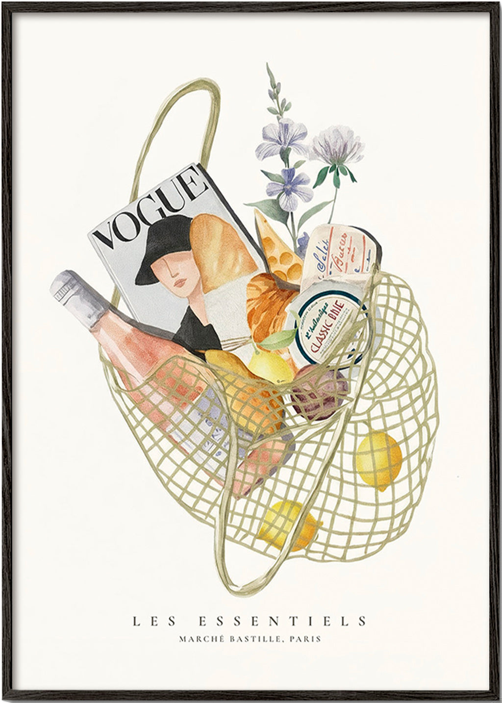 Kitchen art: illustrated market bag