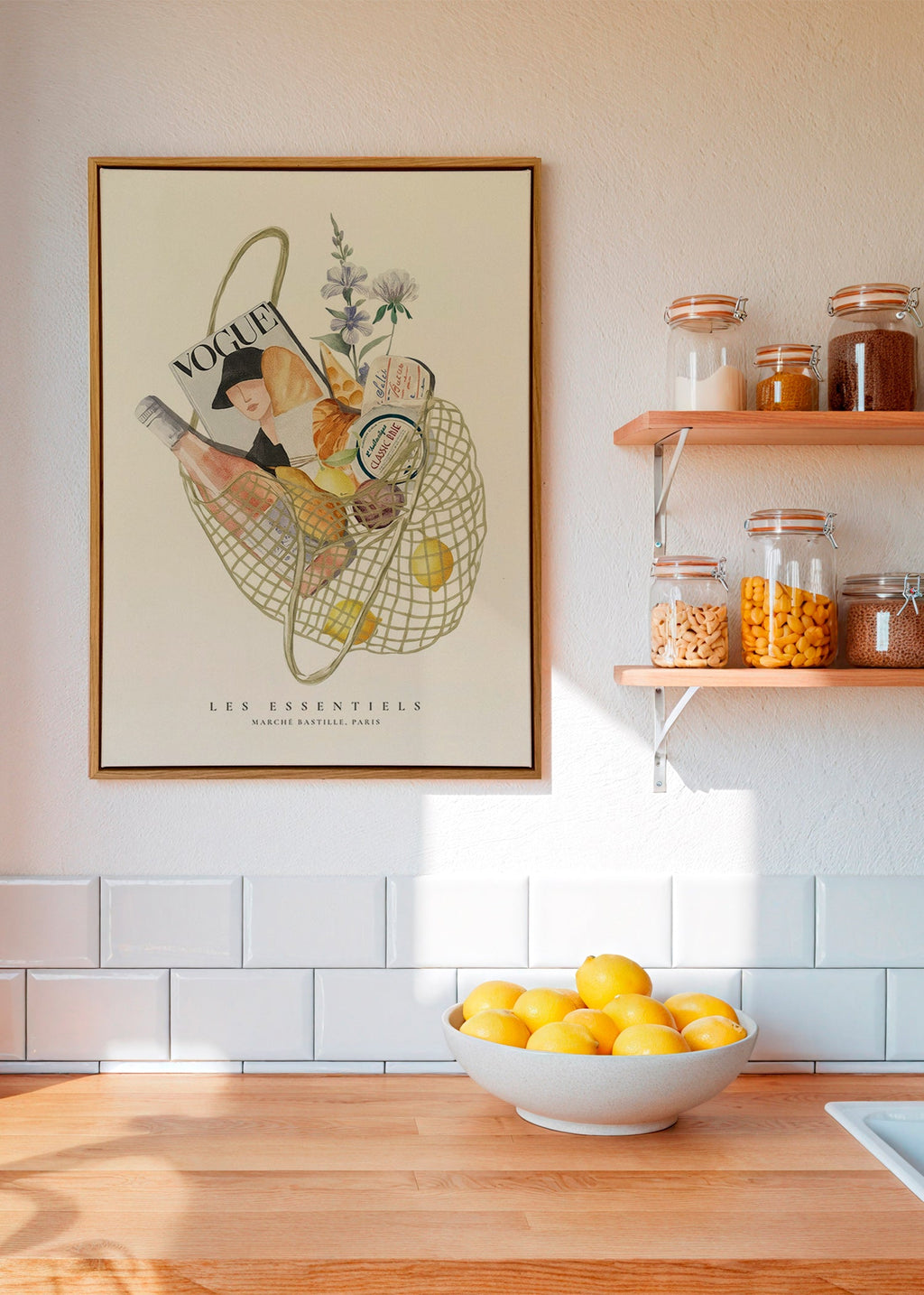 Kitchen art: illustrated market bag
