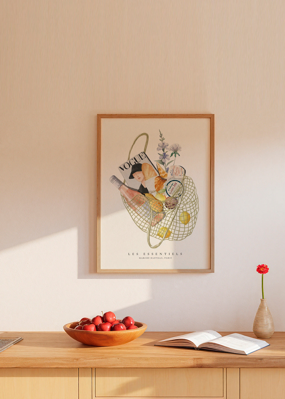 Kitchen art: illustrated market bag